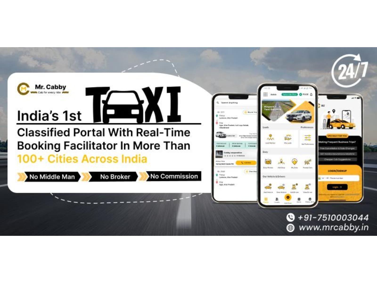 MrCabby: Real-Time Taxi and Cab Hire Classified to connect with taxi partners and Booking Platform Across 100 Plus Cities in India
