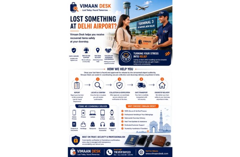 Delhi Airport Lost and Found Service: Recover Lost Items from IGI Airport with Secure Doorstep Delivery by Vimaan Desk