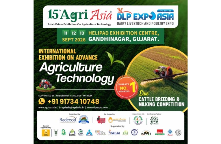 15th Agri Asia 2026 & 14th DLP Expo Asia to Be Held in Gandhinagar from September 11–13